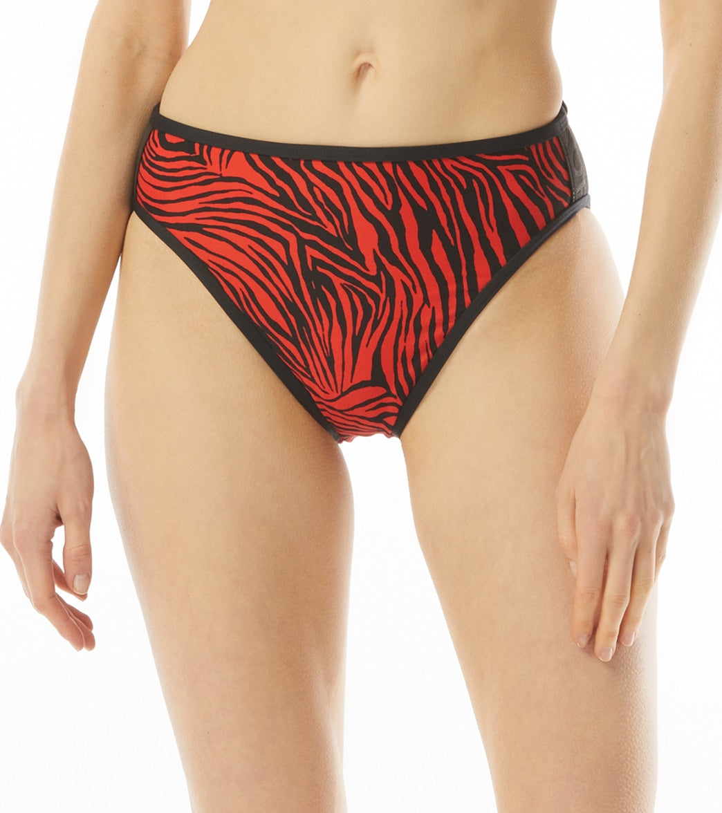 Michael Kors Womens Zebra High Leg Bikini Bottom