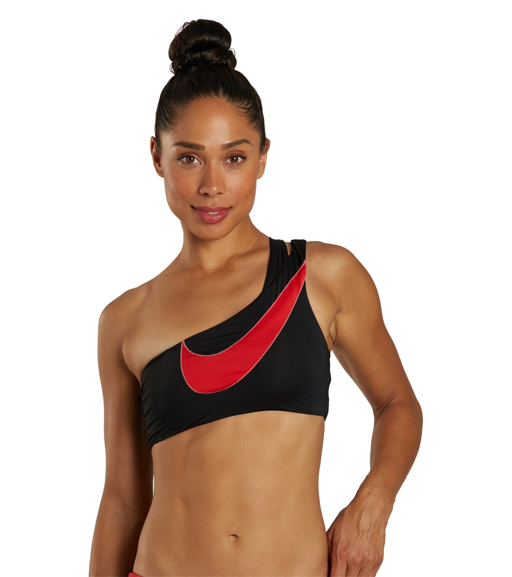 Nike Womens Swoosh Block Asymmetrical Bikini Top
