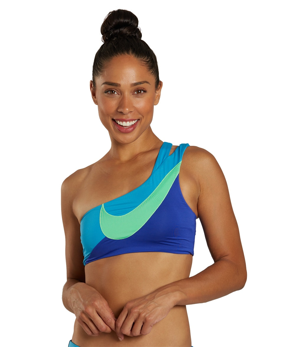 Nike Womens Swoosh Block Asymmetrical Bikini Top