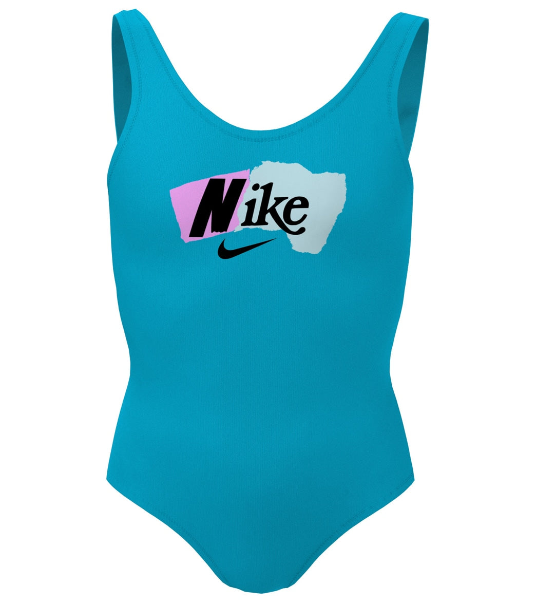 Nike Girls Multi Logo U Back One Piece Swimsuit (Big Kid)