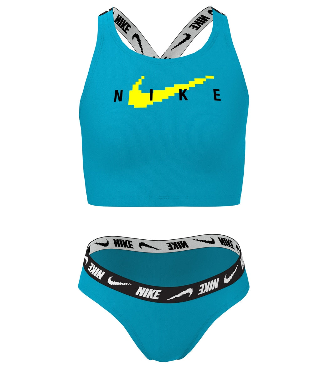 Nike Girls Logo Tape Two Piece Midkini Set (Big Kid)
