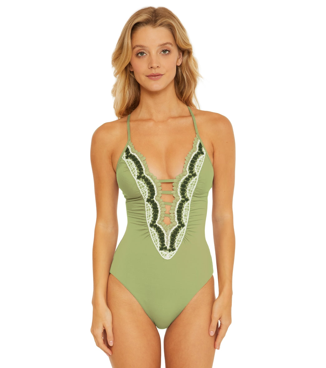 Becca Swim Women's Delilah Plunge One Piece Swimsuit at