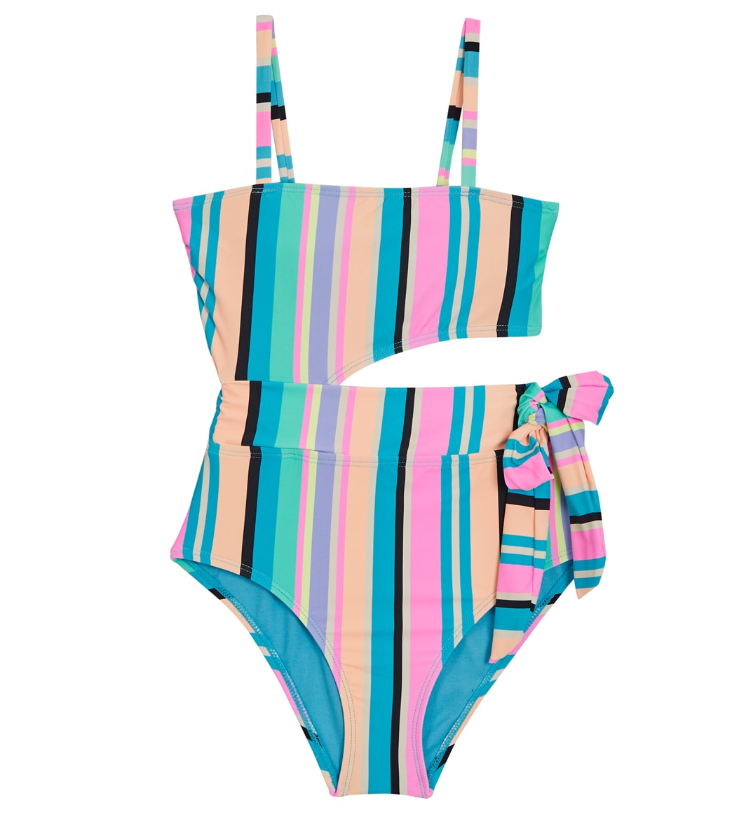 Beach Lingo Girls Playa Stripe Square Neck One Piece Swimsuit (Big Kid)
