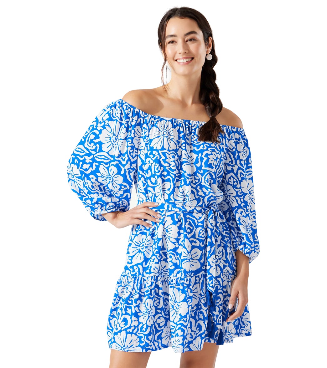 Tommy Bahama Island Cays Hibiscus Off The Shoulder Cover Up Dress