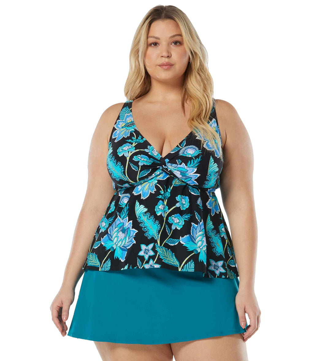 Beach House Womens Plus Size Vineland Floral Willow Fly Away Bodice Tankini Top